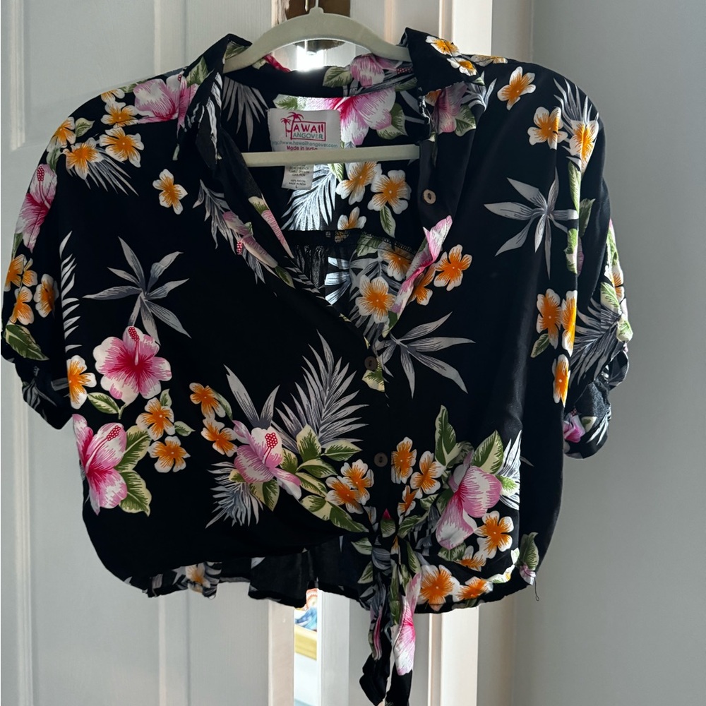 Black Floral Women's Top